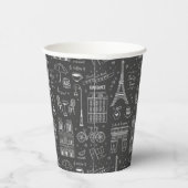 Whimsical Paris Doodles Pattern Pappbecher (Rechts)