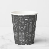 Whimsical Paris Doodles Pattern Pappbecher (Vorderseite)