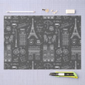 Whimsical Paris Doodles Pattern Seidenpapier (Handwerk)