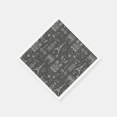 Whimsical Paris Doodles Pattern Serviette (Ecke)