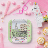 Whimsical Paris Eiffel Tower BRAUTPARTY Pappteller (Party)