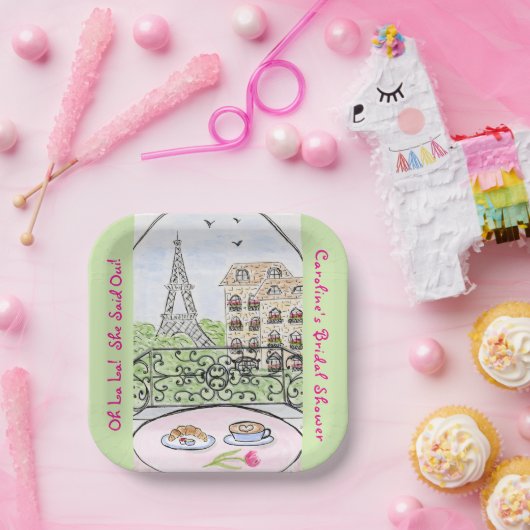 Whimsical Paris Eiffel Tower BRAUTPARTY Pappteller (Party)