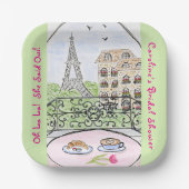 Whimsical Paris Eiffel Tower BRAUTPARTY Pappteller (Vorderseite)