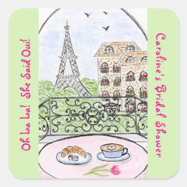Whimsical Paris Eiffel Tower BRAUTPARTY Quadratischer Aufkleber