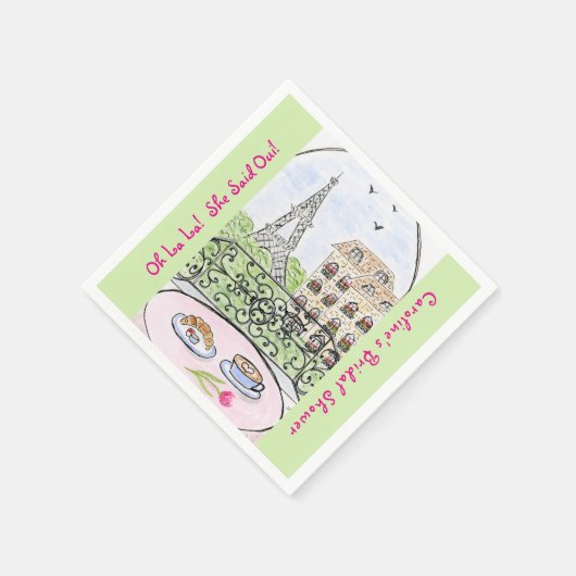 Whimsical Paris Eiffel Tower BRIDAL SHOWER Serviette (Ecke)