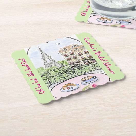 Whimsical Paris Eiffel Tower BRIDAL SHOWER Untersetzer (angewinkelt)