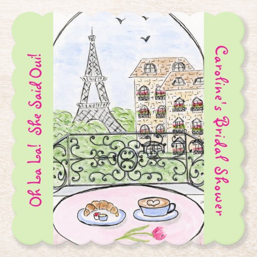 Whimsical Paris Eiffel Tower BRIDAL SHOWER  Untersetzer (Vorderseite)