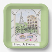Whimsical Paris Eiffel Tower I Adore You! Pappteller (Vorderseite)