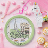 Whimsical Paris Eiffel Tower I Adore You! Round Pappteller (Party)