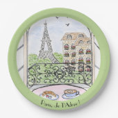 Whimsical Paris Eiffel Tower I Adore You! Round Pappteller (Vorderseite)