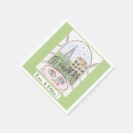 Whimsical Paris Eiffel Tower I Adore You! Serviette (Ecke)