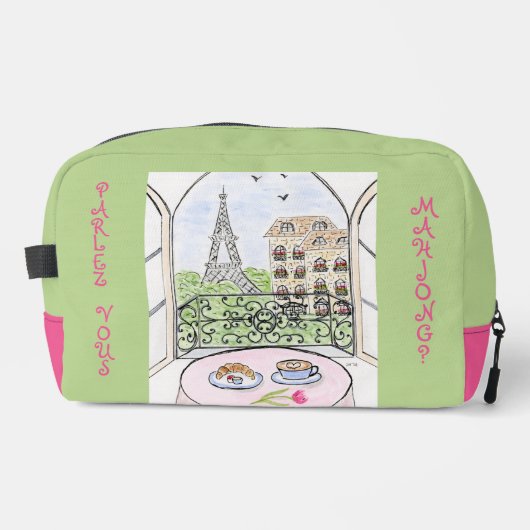 Whimsical Paris Eiffel Tower MAHJONG Zip Tile Bag Waschbeutel (Vorderseite)