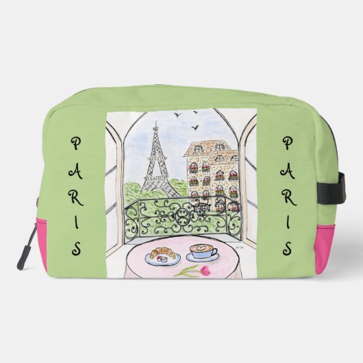 Whimsical Paris Eiffel Tower MAHJONG Zip Tile Bag Waschbeutel (Rückseite)
