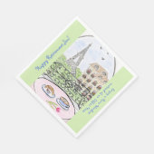Whimsical Paris Eiffel Tower RETIREMENT Name Serviette (Ecke)