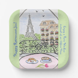 Whimsical Paris Eiffel Tower RETIREMENT Pappteller