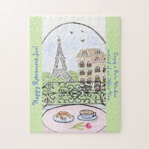 Whimsical Paris Eiffel Tower RETIREMENT Puzzle