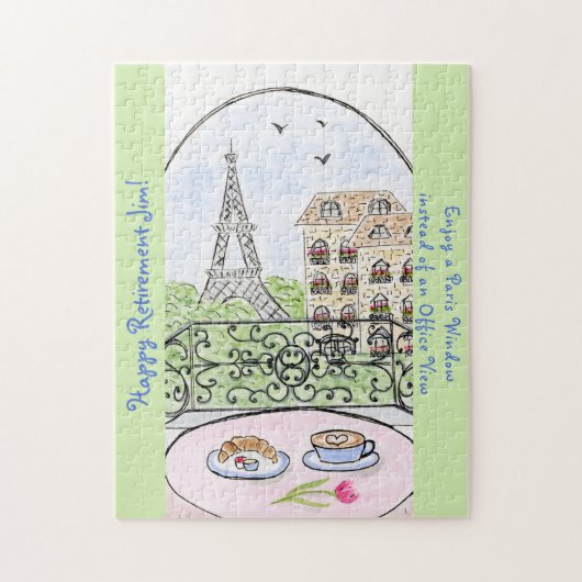 Whimsical Paris Eiffel Tower RETIREMENT Puzzle (Vertikal)