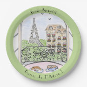 Whimsical Paris Eiffelturm Ich liebe Dich! Bon Pappteller (Vorderseite)