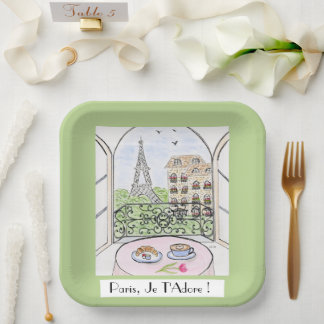 Whimsical Paris Eiffelturm Ich liebe Dich! Pappteller