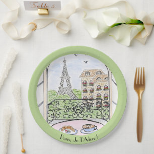 Whimsical Paris Eiffelturm Ich liebe Dich! Rund Pappteller