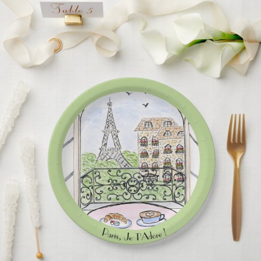 Whimsical Paris Eiffelturm Ich liebe Dich! Rund Pappteller (Hochzeit)