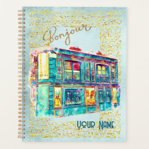 Whimsical Paris Street Scene - Colorful Watercolor Planer