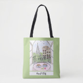 Whimsical Paris und Eiffelturm Französischer Koch Tasche (Vorderseite)