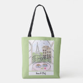 Whimsical Paris und Eiffelturm Französischer Koch Tasche (Rückseite)