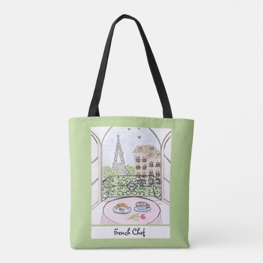 Whimsical Paris und Eiffelturm Französischer Koch Tasche (Rückseite)