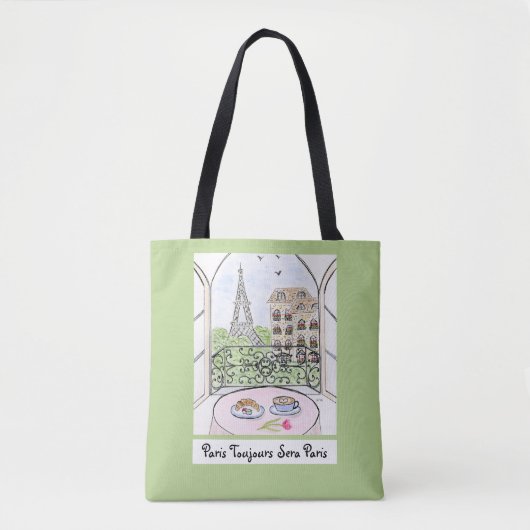 Whimsical Paris und Eiffelturm immer PARIS Tasche (Vorderseite)
