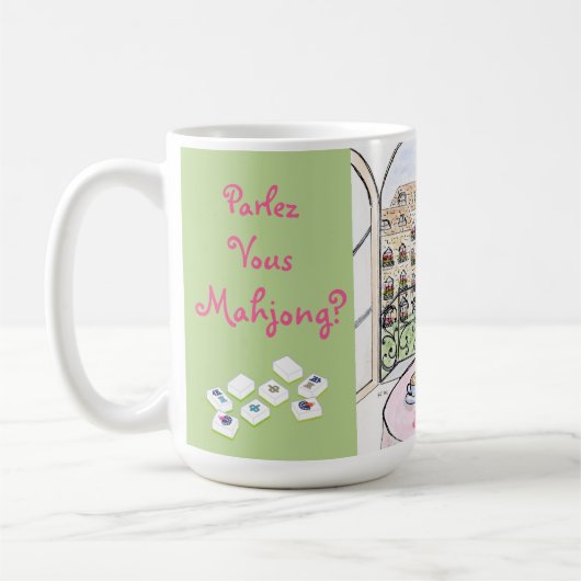 Whimsical Paris und Eiffelturm MAHJONG Kaffeetasse (Links)