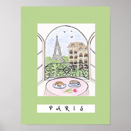 Whimsical Paris und Eiffelturm "PARIS" Poster (Vorne)