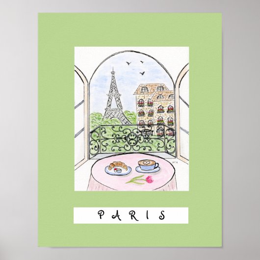 Whimsical Paris und Eiffelturm "PARIS" Poster (Vorne)