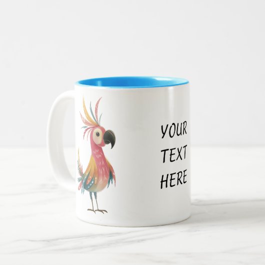 Whimsical Parrot – Bright, Colourful Feathers  Zweifarbige Tasse (Vorderseite Links)