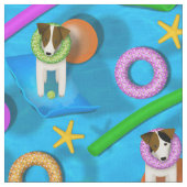 whimsical Parson Jack Russell Terrier Pool Party Stoff (Nahaufnahme)