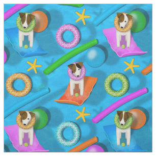 whimsical Parson Jack Russell Terrier Pool Party Stoff