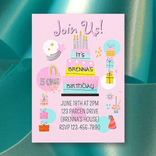 Whimsical Partytime Kids Brithday Einladung