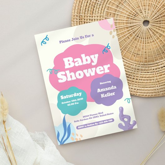 Whimsical Pastel Baby Dusche Einladung
