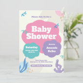 Whimsical Pastel Baby Dusche Einladung (Stehend Vorderseite)