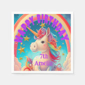 Whimsical Pastel Birthday Unicorn Themengebäck Par Serviette (Vorderseite)