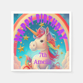 Whimsical Pastel Birthday Unicorn Themengebäck Par Serviette