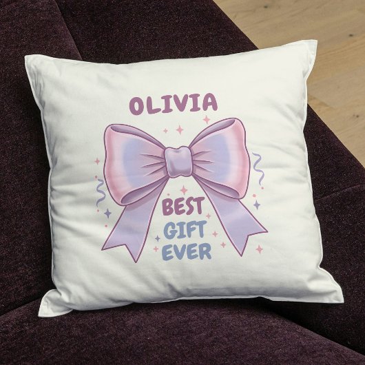 Whimsical Pastel Bow "Best Gift Ever" Kissen