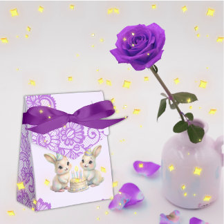 Whimsical Pastel Bunny Twins Birthday Favor Box Geschenkschachtel