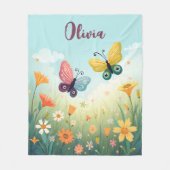 Whimsical Pastel Butterfly Garden Fleecedecke (Vorderseite)