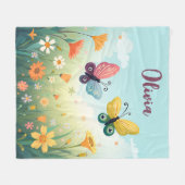 Whimsical Pastel Butterfly Garden Fleecedecke (Vorderseite (Horizontal))
