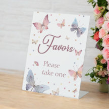 Whimsical Pastel Butterfly Gefallen Display-Zeiche