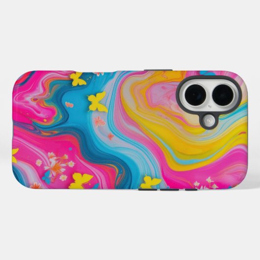 Whimsical Pastel Butterfly Marble Handy Case (Rückseite (Horizontal))