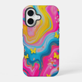 Whimsical Pastel Butterfly Marble Handy Case iPhone 16 Hülle