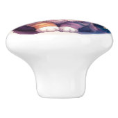 Whimsical Pastel Cartoon Cat with Stars Watercolor Keramikknauf (Seitenansicht)