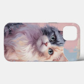 Whimsical Pastel Cat - Halb grau, Halbginger Feli Case-Mate iPhone Hülle (Rückseite (Horizontal))